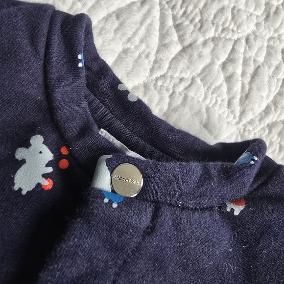 Jacadi Unisex Mid Weight Cotton Footed Sleeper Newborn -1month Mouse Print - Picture 3 of 7